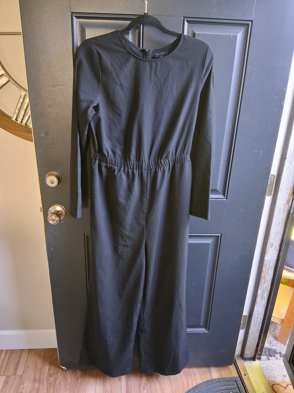 SHEIN Black Long-Sleeve Wide-Leg Jumpsuit